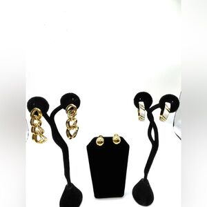 Monet Gold-Tone Clip-On & Hoop Earring Trio 3 Pairs